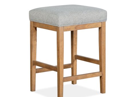 Lindon - Stool With Grey Upholstered Seat - Belgian Wheat Fashion