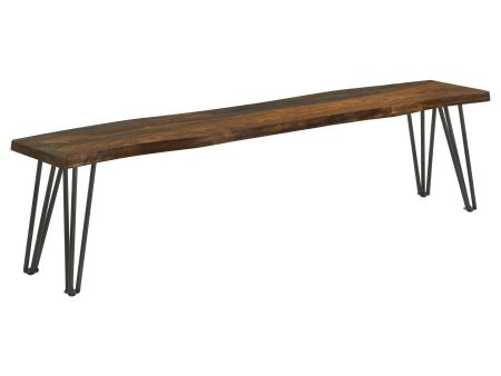 Neve - Live Edge Wood Dining Bench Hairpin Legs - Gray Sheesham For Cheap