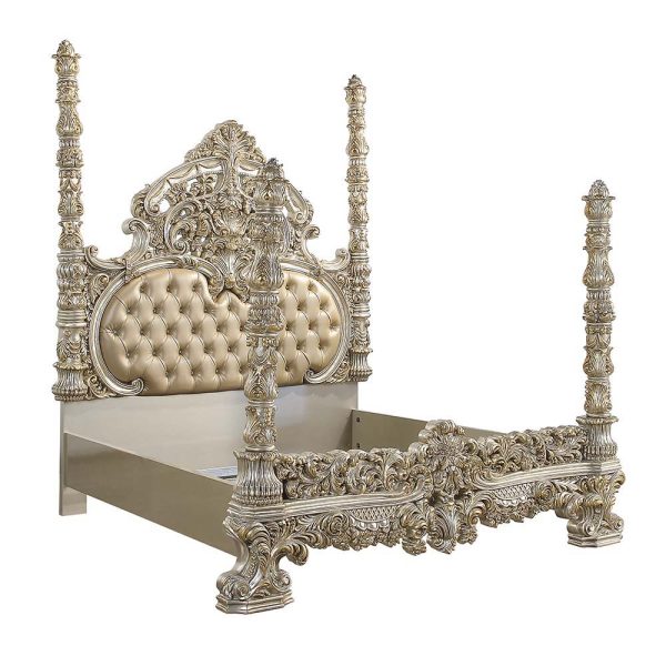 Danae - Eastern King Bed - PU, Champagne & Gold Finish Cheap