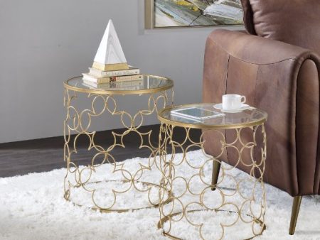 Flowie - Coffee Table (2 Piece) - Clear Glass & Gold Finish Online