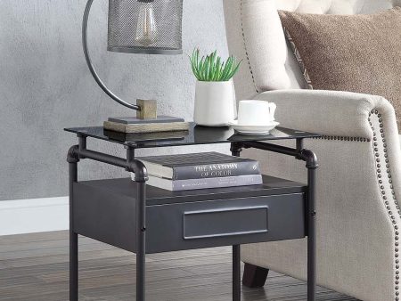 Nicipolis - Nightstand - Glass & Sandy Gray Fashion