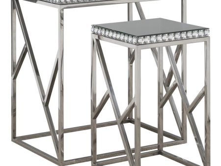 Betsy - 2-Piece Mirrored Stainless Steel Nesting Tables - Silver Sale