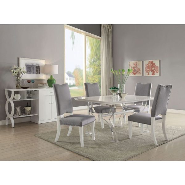 Martinus - Side Chair (Set of 2) - Gray Fabric & White Online Sale