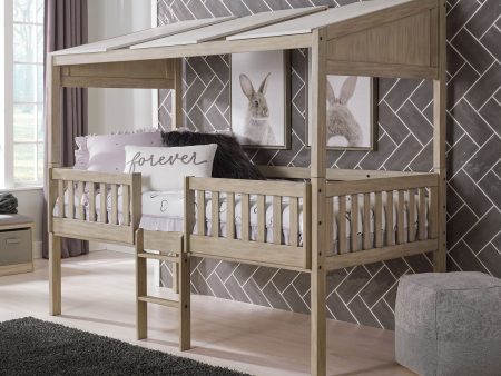 Wrenalyn - White   Brown   Beige - Twin Loft Bed with Roof Panels For Sale