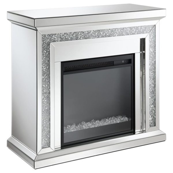 Lorelai - Mirrored Freestanding Electric Fireplace - Silver Supply