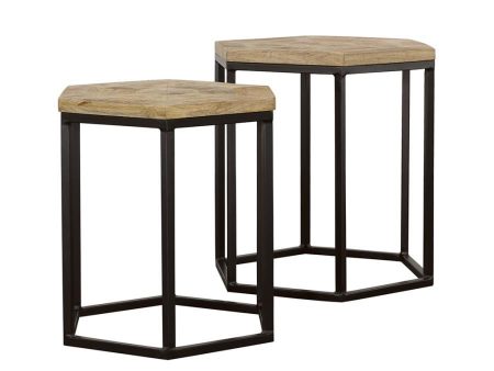 Adger - 2 Piece Hexagonal Nesting Tables - Natural And Black Sale