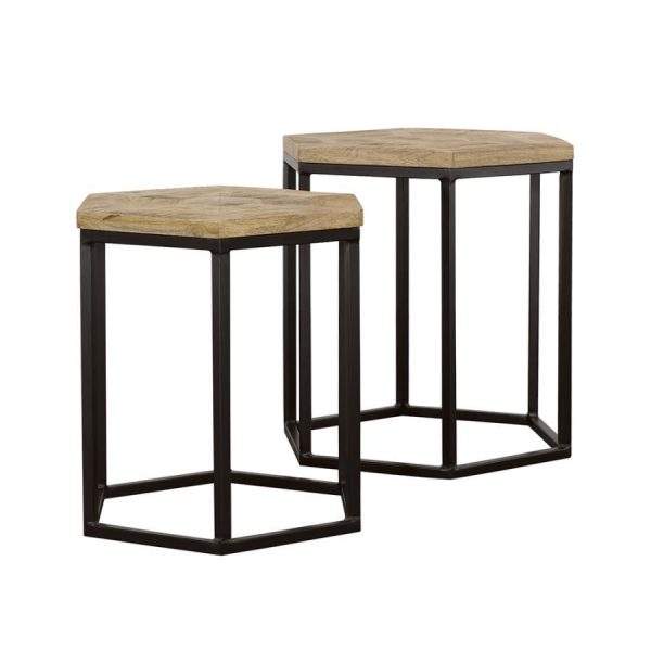 Adger - 2 Piece Hexagonal Nesting Tables - Natural And Black Sale