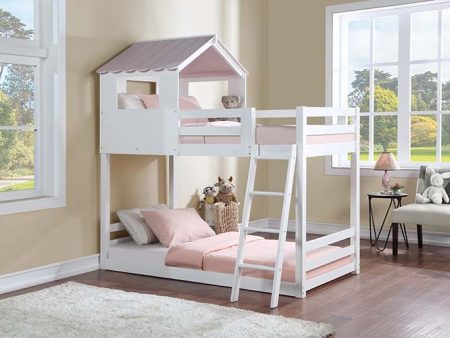 Solenne Twin Over Twin Bunk Bed - White & Pink Finish Hot on Sale