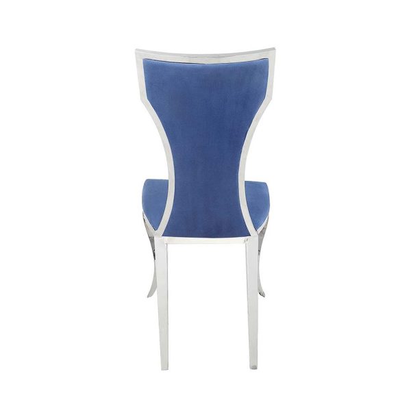 Azriel - Side Chair (Set of 2) - Blue Velvet & Mirroed Silver Finish For Cheap