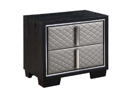 Nicola - Nightstand - Silver PU & Black Finish Supply