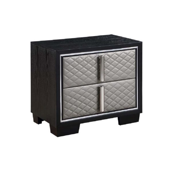 Nicola - Nightstand - Silver PU & Black Finish Supply