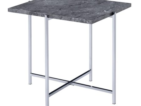 Adelae - End Table - Faux Marble & Chrome Supply