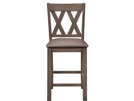 Scarlett - Counter Height Chair (Set of 2) - Brown Fabric & Walnut Online Sale