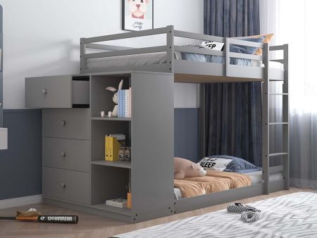 Gaston - Twin Over Twin Bunk Bed - Gray Finish For Discount