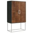 Borman - 2 Door Home Bar Cabinet Wine Storage - Walnut And Black Supply