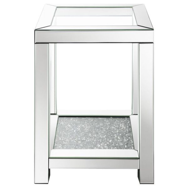 Valentina - 1-Shelf Square Glass Top Side End Table - Silver Online Sale