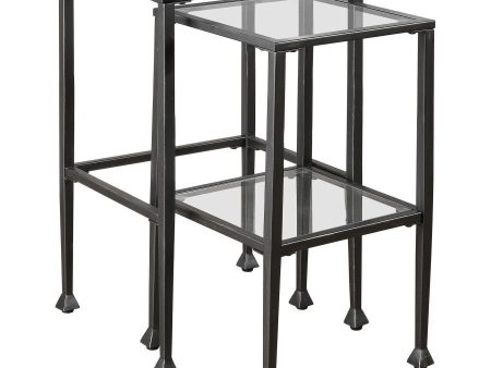 Leilani - 2 Piece Glass Top Nesting Table Set - Black For Cheap