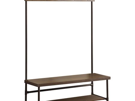 Alise - 5 Hook Coat Rack Hall Tree With Shoe Bench - Chestnut Online now