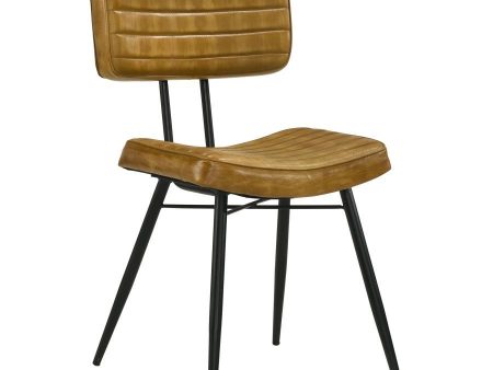 Misty - Leather Upholstered Dining Side Chair (Set of 2) - Camel Online Hot Sale