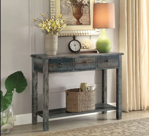 Glancio - Accent Table - Antique White & Teal Online now