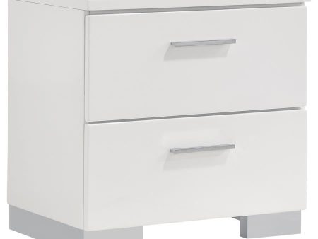 Felicity - 2-Drawer Nightstand - White High Gloss Online Hot Sale