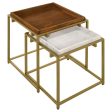 Bolden - 2 Piece Wood And Marble Top Nesting Table Set - Gold For Cheap