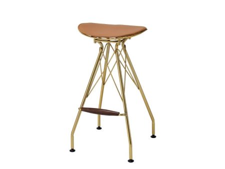 Dragea - Bar Stool (Set of 2) - Whiskey PU & Gold Fashion