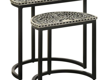 Zakiya - 2 Piece Demilune Nesting Table Set - Black And White Discount