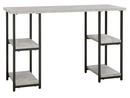 Lazabon - Gray   Black - Home Office Desk - Double-Shelf Pedestal Online Hot Sale