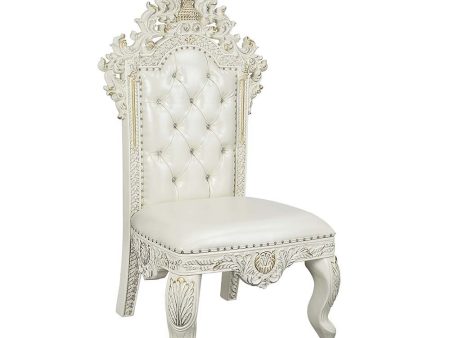 Adara - Side Chair (Set of 2) - White PU & Antique White Finish Online Sale