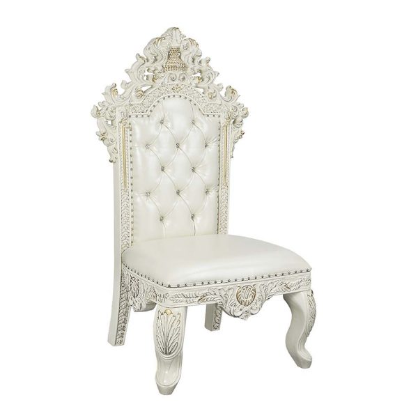 Adara - Side Chair (Set of 2) - White PU & Antique White Finish Online Sale