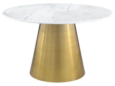 Ambrose - Round Marble Top Dining Table - Brushed Gold Sale