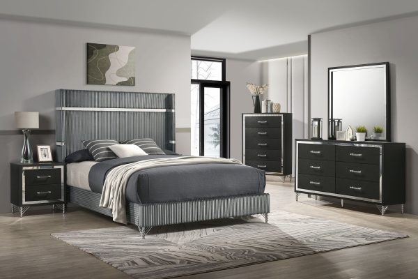 Lucia - Bedroom Set With Upholstered Wingback Panel Bed on Sale