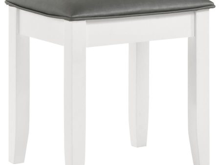 Barzini - Upholstered Vanity Stool - Metallic Aand White Sale