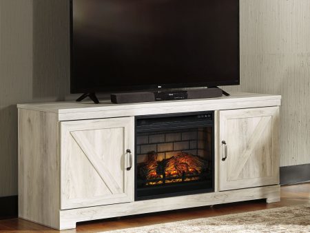 Bellaby - Whitewash - 63  TV Stand With Faux Firebrick Fireplace Insert Online Hot Sale