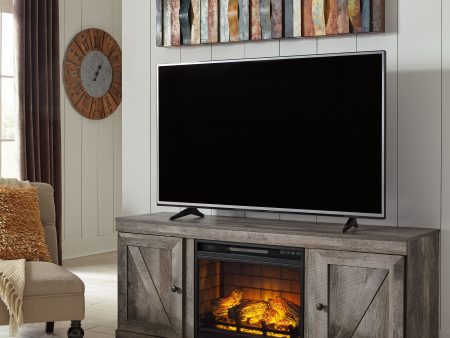 Wynnlow - Gray - TV Stand With Faux Firebrick Fireplace Insert For Sale