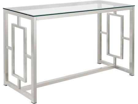 Merced - Glass Top Metal Entryway Sofa Console Table - Nickel Sale