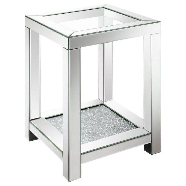 Valentina - 1-Shelf Square Glass Top Side End Table - Silver Online Sale