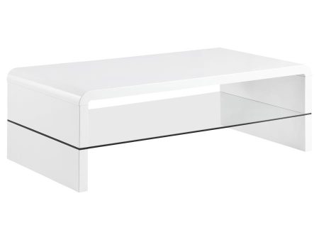 Airell - Rectangular Coffee Table With Shelf - White High Gloss on Sale