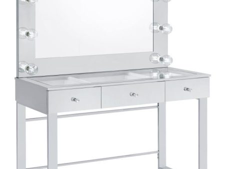 Umbridge - 3-Drawer Vanity Set With Lighting - Chrome And White For Discount