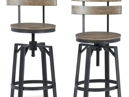 Lesterton - Light Brown   Black - Swivel Barstool (Set of 2) on Sale