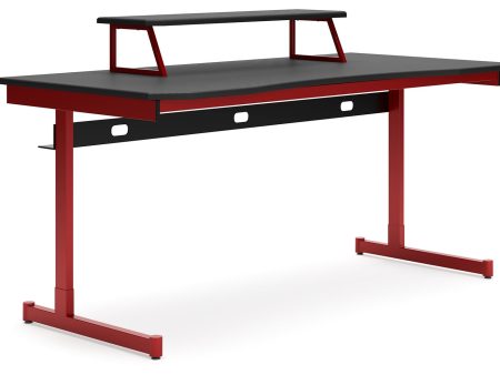 Lynxtyn - Red   Black - Home Office Desk with Raised Monitor Stand For Cheap