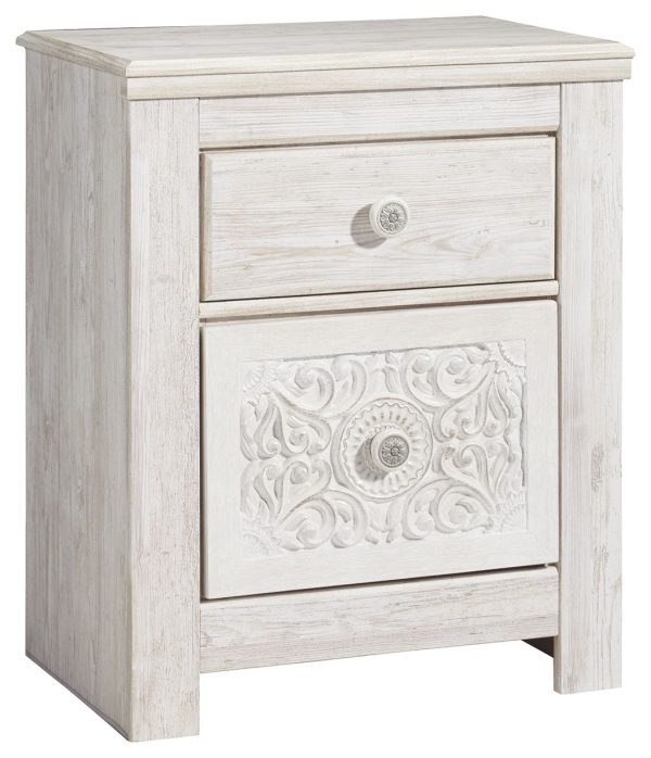 Paxberry - Whitewash - Two Drawer Night Stand For Sale