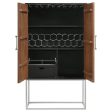 Borman - 2 Door Home Bar Cabinet Wine Storage - Walnut And Black Supply