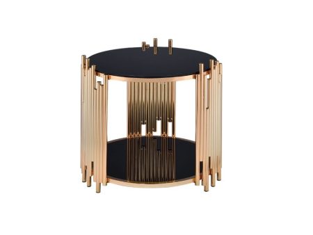 Tanquin - End Table - Gold & Black Glass Cheap