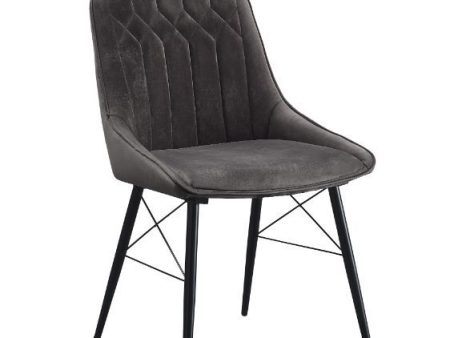 Abraham - Side Chair (Set of 2) - Gray Fabric & Black Finish Fashion