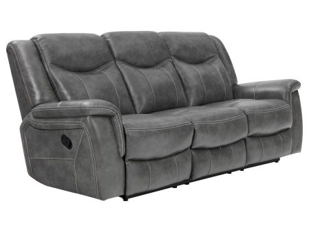 Conrad - Upholstered Padded Arm Motion Sofa - Gray For Sale