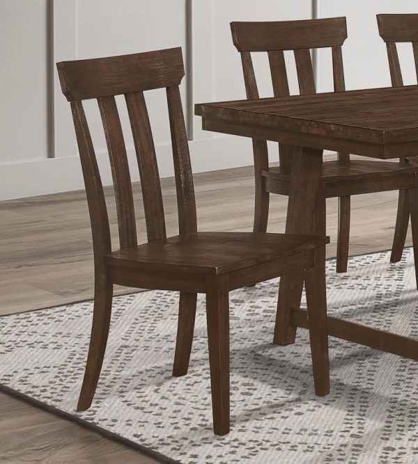 Reynolds - Slat Back Dining Side Chair (Set of 2) - Brown Oak For Discount