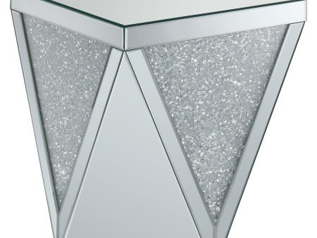 Amore - Square Mirrored Acrylic Crystal Side End Table - Silver on Sale