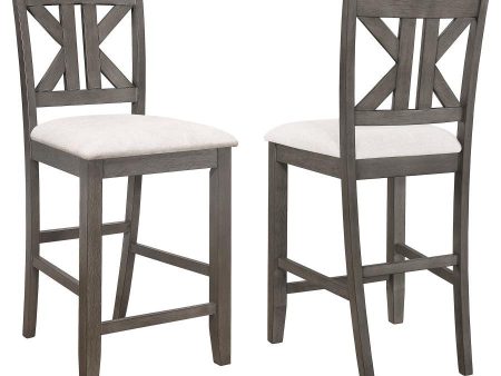 Athens - Wood Counter Chair With Cushion (Set of 2) - Barn Gray For Sale